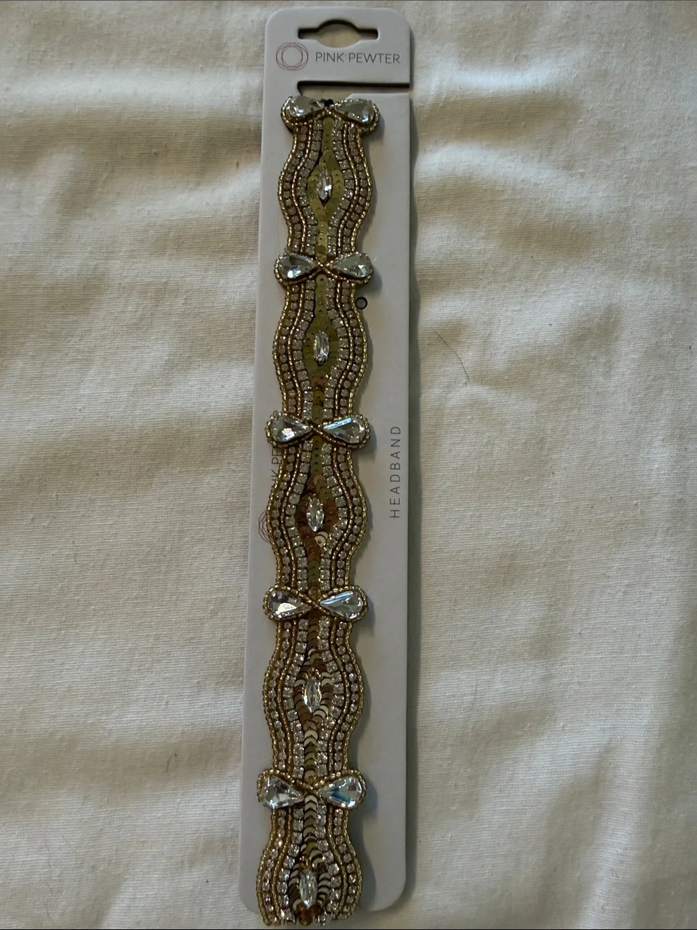 Gold Beaded Crystal Embellished Headband